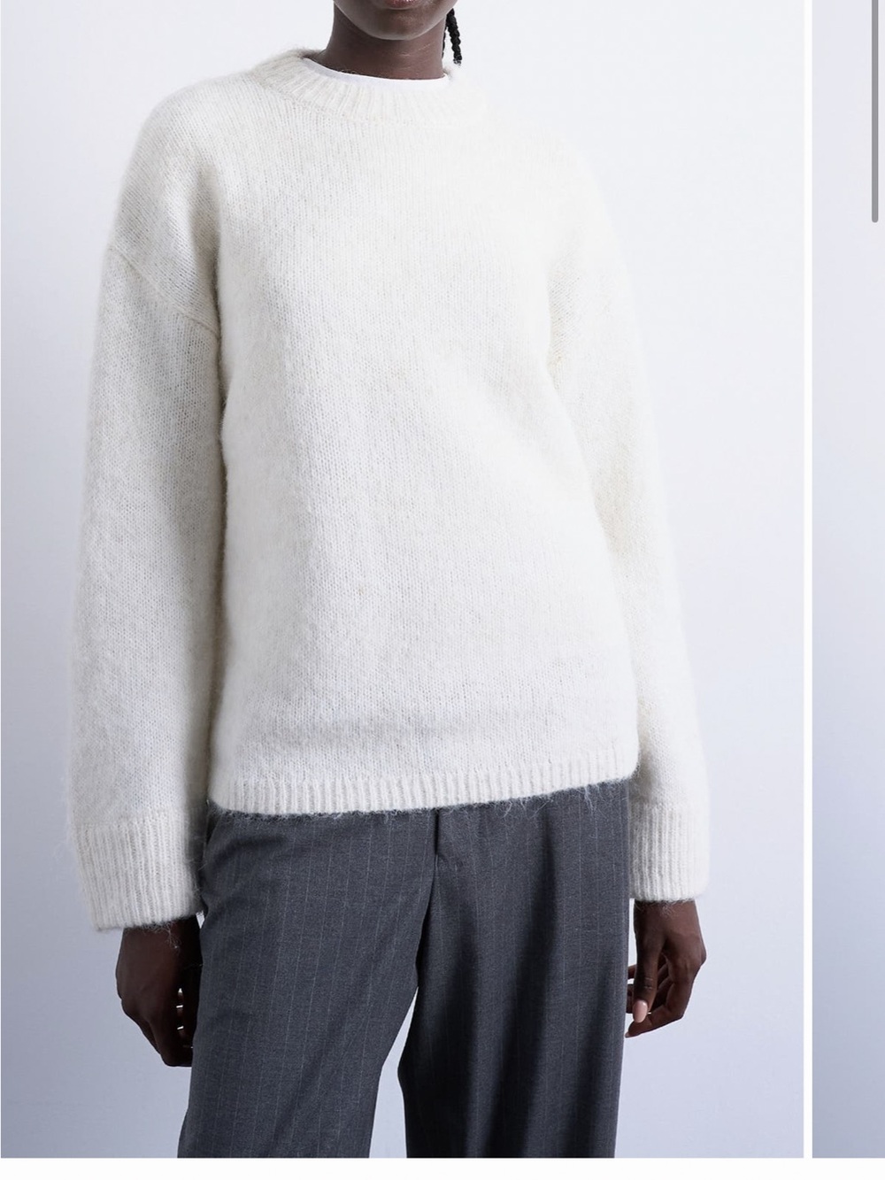 Topshop Ivory Crew Neck Pullover Sweater